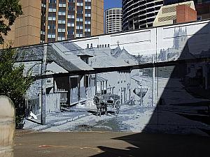 グロスター・ストリートの突き当たりにある壁の絵。