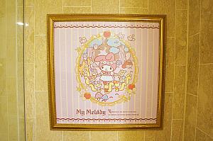 浴室に飾られているのは白雪姫「マイメロディ」のイラスト！