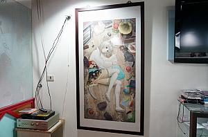壁の絵は林さんの息子さんの作品。日本でアニメを学び、現在はアート関係の仕事をしているとか。お客さんにも好評だそうですよ！　