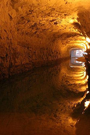 トンネルの真ん中。水が澄んでいてあたかも下にも掘られているように見えます