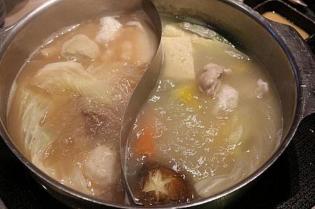 スープは素材の味が染み出た自然の味(だから始めはお湯みたい！？だんだんと旨みがでてきます)