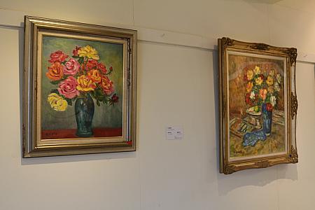 ペアで展示されている絵画は大部分が左に許玉燕夫人の、右に楊三郎氏の作品