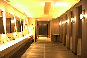 パウダールームやトイレは、女性らしい優雅なデザインでした。個室のシャワールームも完備