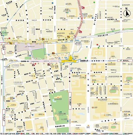 台北駅とその周辺の地図。4つの地下街の位置関係を押さえましょう <br>画像提供:台北MRT