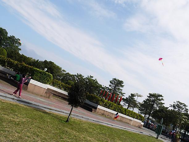 子供達は芝生の上で楽しそうに凧上げや追いかけっこをしていましたよ。