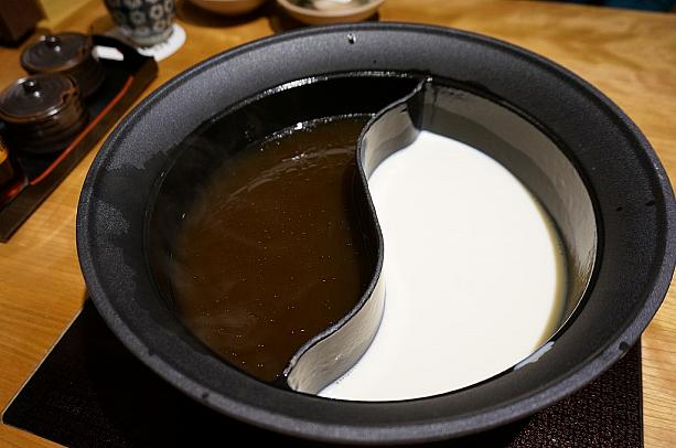 ナビ一行は「黄金だし」と「豆乳だし」にしてみました～。気分や季節によって好みのおだしを選べるのも嬉しいですよね～。ちなみに豆乳だしで使用する豆乳は台湾産です♪