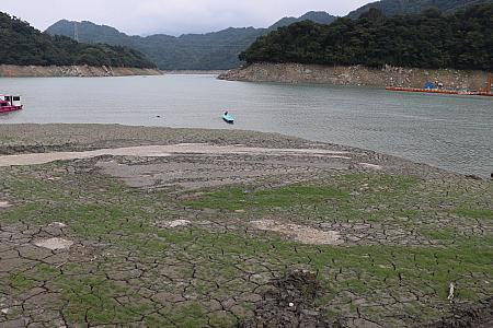 近年台湾では水不足が問題となっていて、ダムの水位がかなり低くこのように緑が露わになっていました。