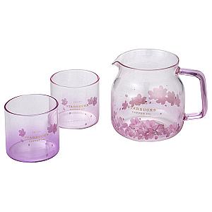 櫻美玻璃杯壺組$1,650(玻璃壺1つ＆玻璃杯2つ)