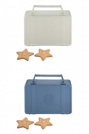 星星餅乾收納盒(内容：焦糖星星餅乾/檸檬奶油餅乾各5枚、レトロバッグケース(白or青)$720
