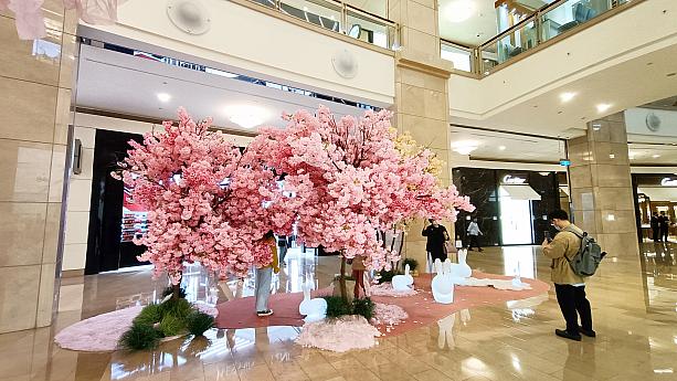台北101内でお花見を楽しんでます～という感じのフォトスポットが出現！