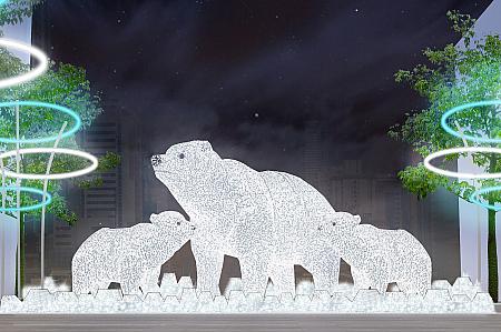 「北極熊」ライトアップ時間：17:30～24:00 in重慶路步行區
