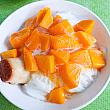ナビが心待ちにしていた「芒果雪花冰」はオレンジに輝くマンゴーがきれい～！今年のマンゴーは特別甘くておいしいと思いますよ～！