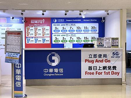 1階制限区域内(第5手荷物受取所前の通信カウンター)