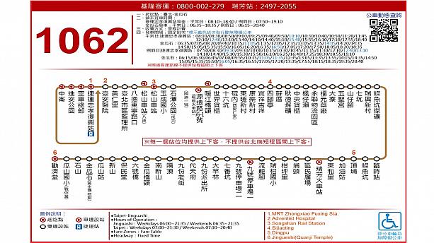1062バスルート表<br>画像提供：臺北公車