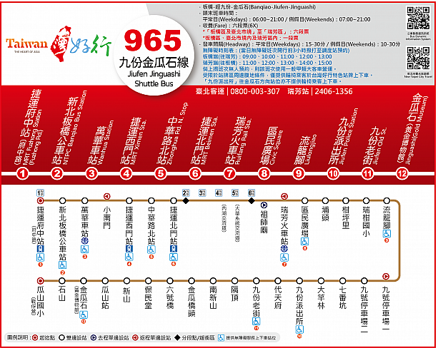965バスルート表<br>画像提供：新北市政府觀光旅遊局