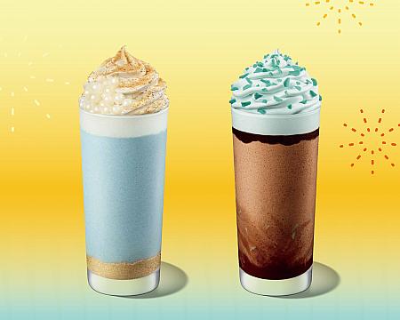 ショートブレッド風味のフラペチーノ＆チョコミント味のフラペチーノ