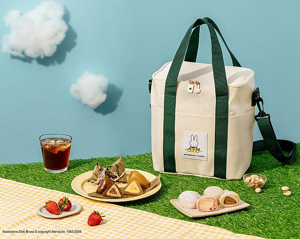 <b>夏日miffy沁爽禮盒$1,250</b><br>内容：紅烏龍百香芭樂星冰粽×3個、開心果摩卡星冰粽×3個、栗子提拉米蘇星蕨餅×3個、草莓優格星蕨餅×3個、保冷バッグ(23×17×27cm)