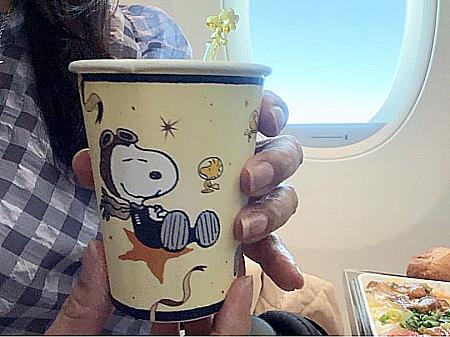 ホットの飲み物を頼んだら…スヌーピーカップにウッドストックのマドラーつき！これは…ブラックじゃなくてミルクティーにして大正解。もはや飲み終えたあともマドラーを持ち帰りたいレベル。癒されすぎます。