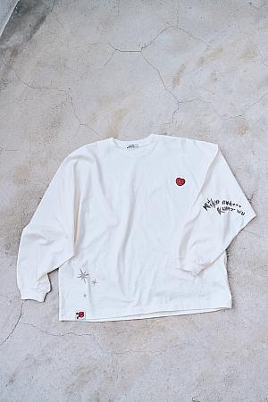 KURT聯名水洗愛心刺繡長袖T恤上衣 | 象牙白／炭灰 |M／L | 1990元
