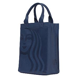 深藍皮革小禮袋提袋$680