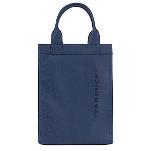 深藍皮革小禮袋提袋$680