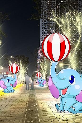 1.「大象轉轉球」17:30～23:00 縣民大道人行道
