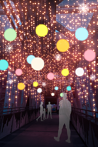 3.「神奇變幻彩球」17:30～23:00 縣民大道天橋(ライトに手をかざすと色が変化します)