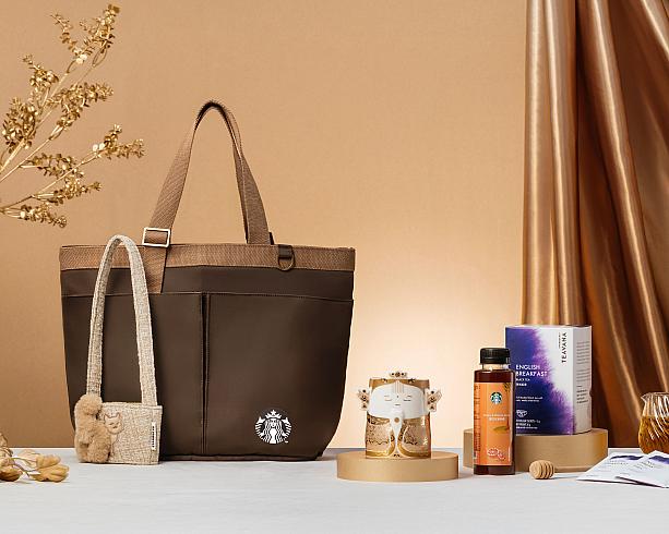 <b>金生保佑新春禮$2,680起/組</b><br>内容：金色媽祖馬克杯(355ml)/金貓咪尾巴便利單杯提袋/拼色尼龍可調節提背袋/茶瓦納英式紅茶/星巴克蜜柚醬