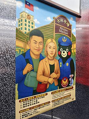 また、スリが多いことへの注意喚起と使い捨て食器の無料提供は禁止のポスターが貼られていましたよ！く●モンの警察官みたいなキャラクターがじわじわくるのはナビだけ？