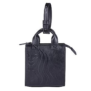 黑色皮革中禮袋迷你包$600