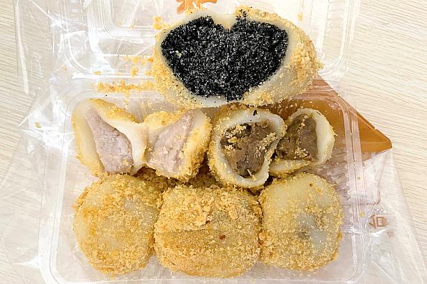 ナビ友は最初4個のつもりでしたが、6個(80元)でパック入りになるとのことで、思わず追加購入。芝麻(ごま)、芋頭(タロ芋)、綠豆(緑豆)を選びましたが、特に芝麻は餡がとにかくたっぷり！「こんなに入ってるの？」と思わず笑ってしまうほどで、それがまた嬉しいんです。